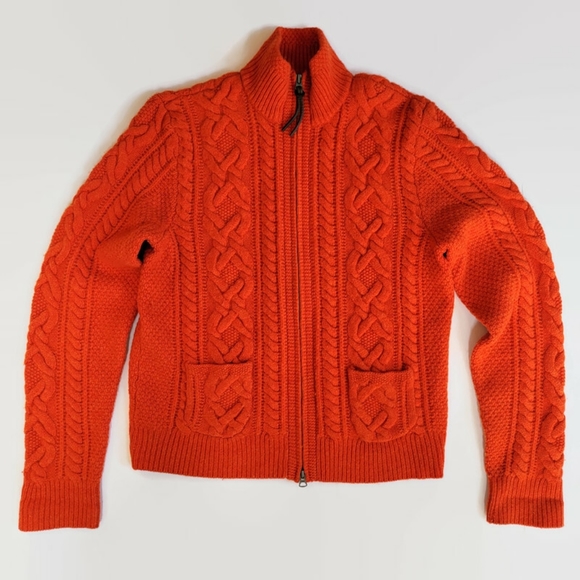 Ralph Lauren Rugby Wool Burnt Orange Zip-Up Sweater - Picture 7 of 14